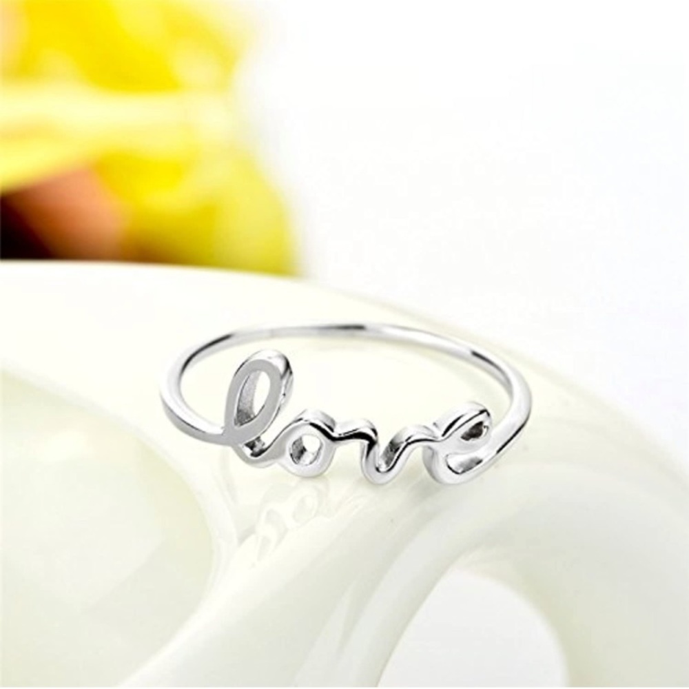 925 Love Inscription Letters Phrase Ring - Picture 4 of 10